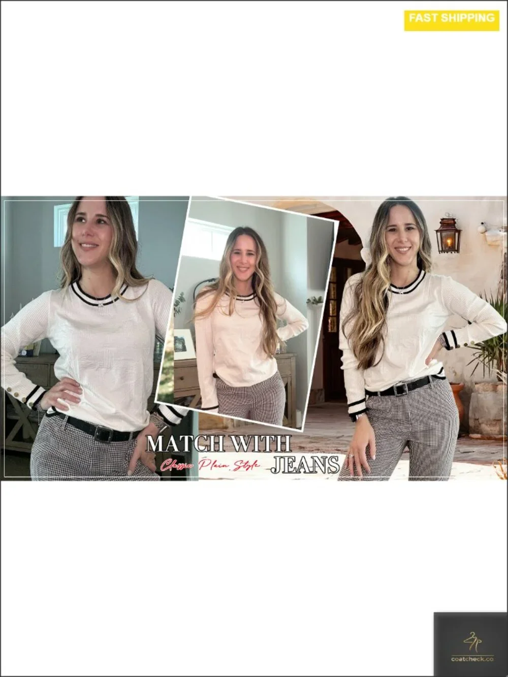 Long Sleeve Crew Neck Lightweight Knit Pullover with Decorative Buttons